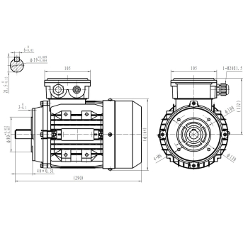 Silnik elektryczny 0,37kW 900 obr/min. 80B14